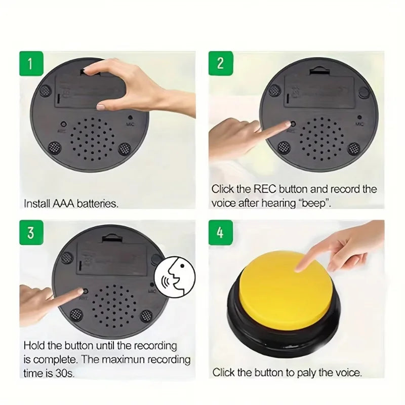 Recordable Pet Communication Buttons – 30s Voice Training Tool